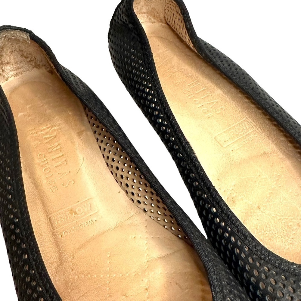 Hispanitas Soho Black Leather Perforated Round Toe Cheryl Ballet Flats Size 6.5 - Picture 5 of 8